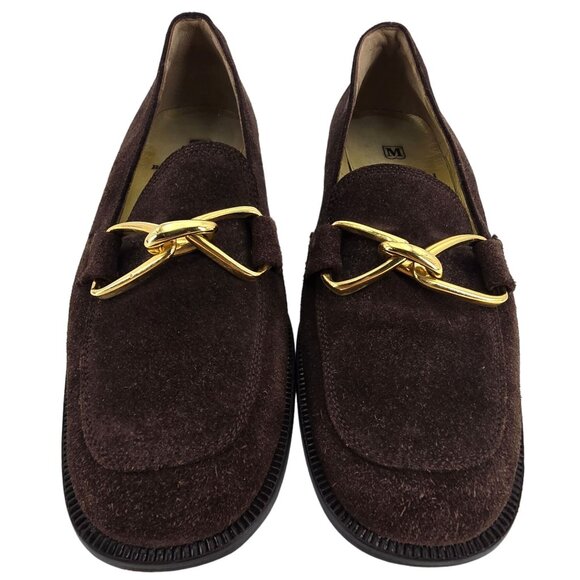 Bruno Magli Italy Womens 6.5AA Brown Suede Leather Dress Shoes Horsebit Loafers - Picture 11 of 12